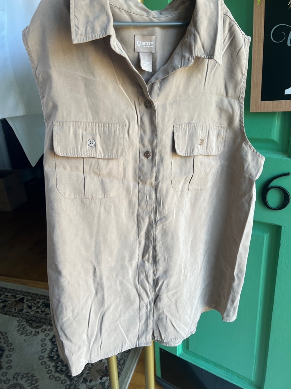 Chico's tan modal Women's Sleeveless Utility Top size Large